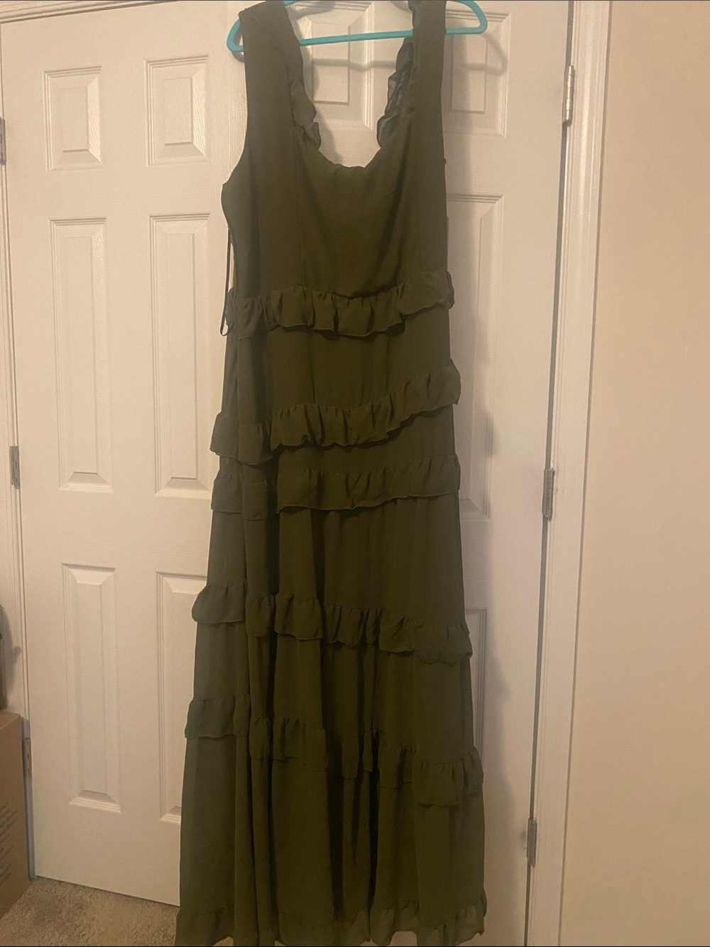 Lulu's Olive Tiered Ruffle Maxi Dress